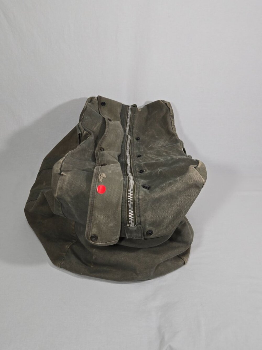 U.S.A. ORIGINAL Vintage 30s 40s Army Military SAGE CANVAS Duffel BAG Sz.33x18x15 - Picture 9 of 17